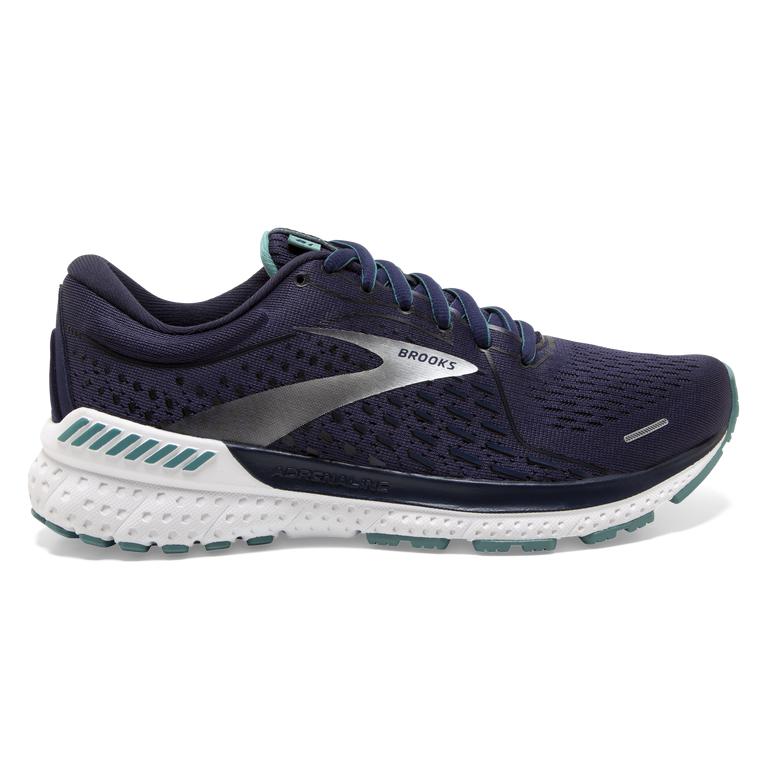 Brooks Adrenaline GTS 21 Road Running Shoes - Women's - Peacoat/Teal/Silver (86492-CMHK)